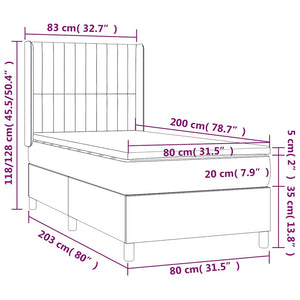 Κρεβάτι Boxspring με Στρώμα & LED Σκ. Μπλε 80x200 εκ. Βελούδινο - Pakobazaar