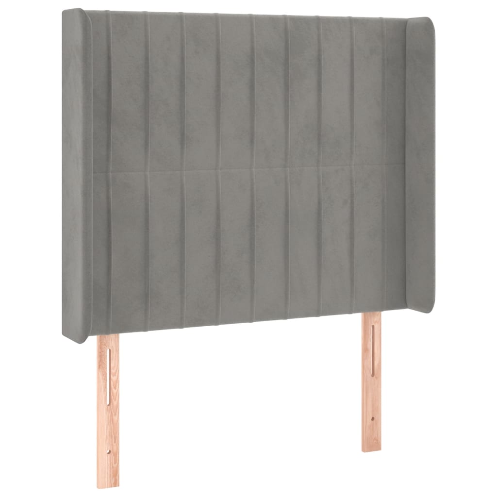 Κρεβάτι Boxspring με Στρώμα & LED Αν.Γκρι 90x190 εκ. Βελούδινο