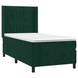 Κρεβάτι Boxspring με Στρώμα & LED Σκ. Πράσινο 90x190 εκ Βελούδο - Pakobazaar