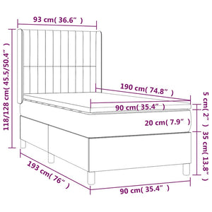 Κρεβάτι Boxspring με Στρώμα & LED Σκ. Πράσινο 90x190 εκ Βελούδο - Pakobazaar