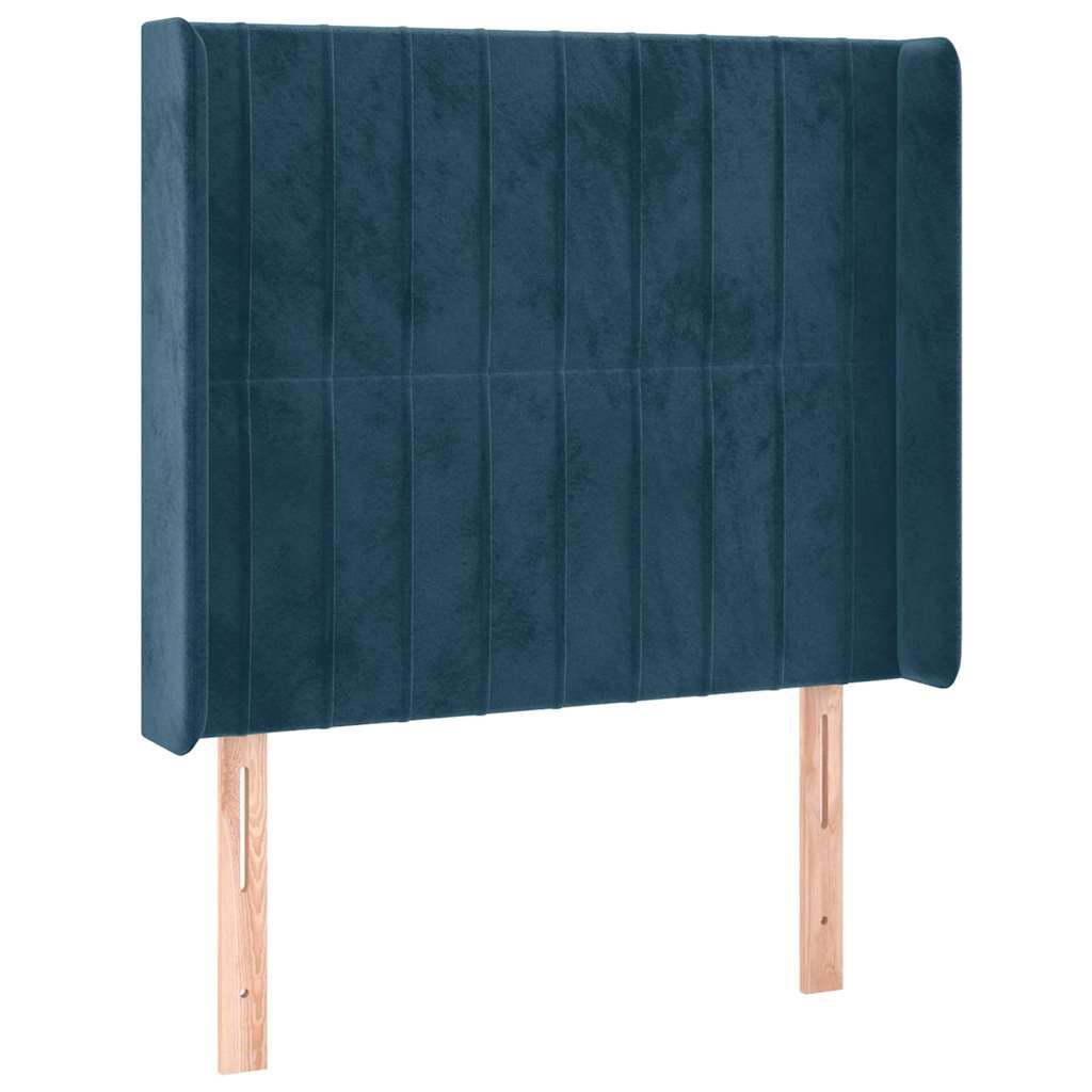 Κρεβάτι Boxspring με Στρώμα & LED Σκ. Μπλε 90x190 εκ. Βελούδινο - Pakobazaar