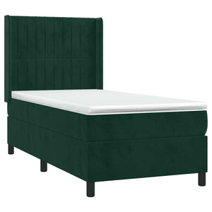 Κρεβάτι Boxspring με Στρώμα & LED Σκ. Πράσινο 90x200 εκ Βελούδο - Pakobazaar