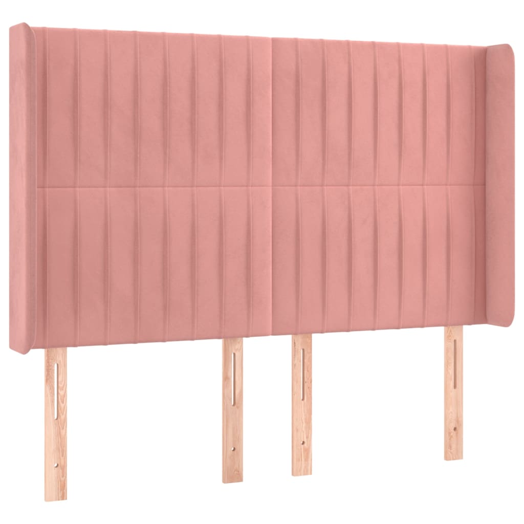 Κρεβάτι Boxspring με Στρώμα & LED Ροζ 140x190 εκ. Βελούδινο