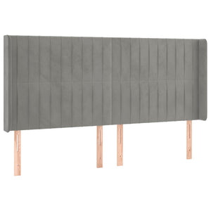 Κρεβάτι Boxspring με Στρώμα & LED Αν.Γκρι 160x200 εκ. Βελούδινο
