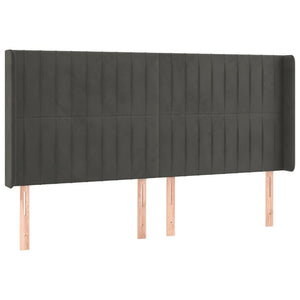Κρεβάτι Boxspring με Στρώμα & LED Σκ. Γκρι 160x200εκ. Βελούδινο