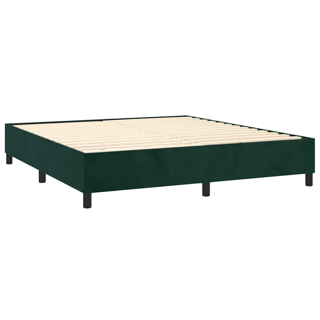 Κρεβάτι Boxspring με Στρώμα & LED Σκ. Πράσινο 160x200εκ Βελούδο - Pakobazaar