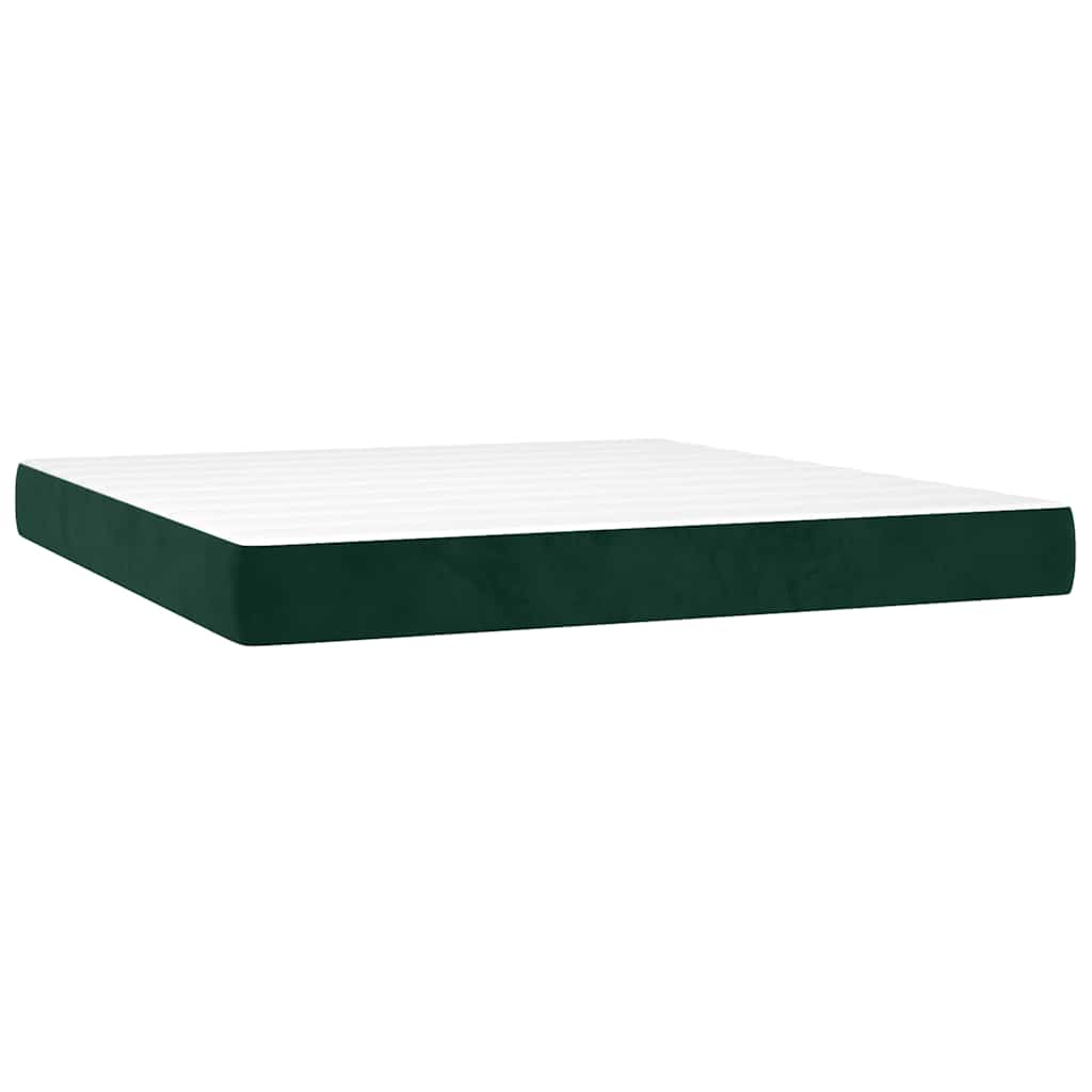Κρεβάτι Boxspring με Στρώμα & LED Σκ. Πράσινο 160x200εκ Βελούδο - Pakobazaar