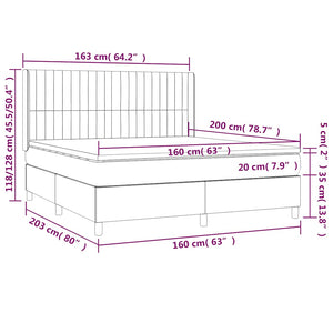 Κρεβάτι Boxspring με Στρώμα & LED Σκ. Πράσινο 160x200εκ Βελούδο - Pakobazaar