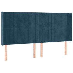 Κρεβάτι Boxspring με Στρώμα & LED Σκ. Μπλε 160x200εκ. Βελούδινο - Pakobazaar