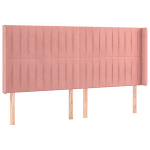 Κρεβάτι Boxspring με Στρώμα & LED Ροζ 160x200 εκ. Βελούδινο