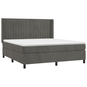 Κρεβάτι Boxspring με Στρώμα & LED Σκ. Γκρι 180x200εκ. Βελούδινο