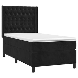 Κρεβάτι Boxspring με Στρώμα & LED Μαύρο 80x200 εκ. Βελούδινο - Pakobazaar