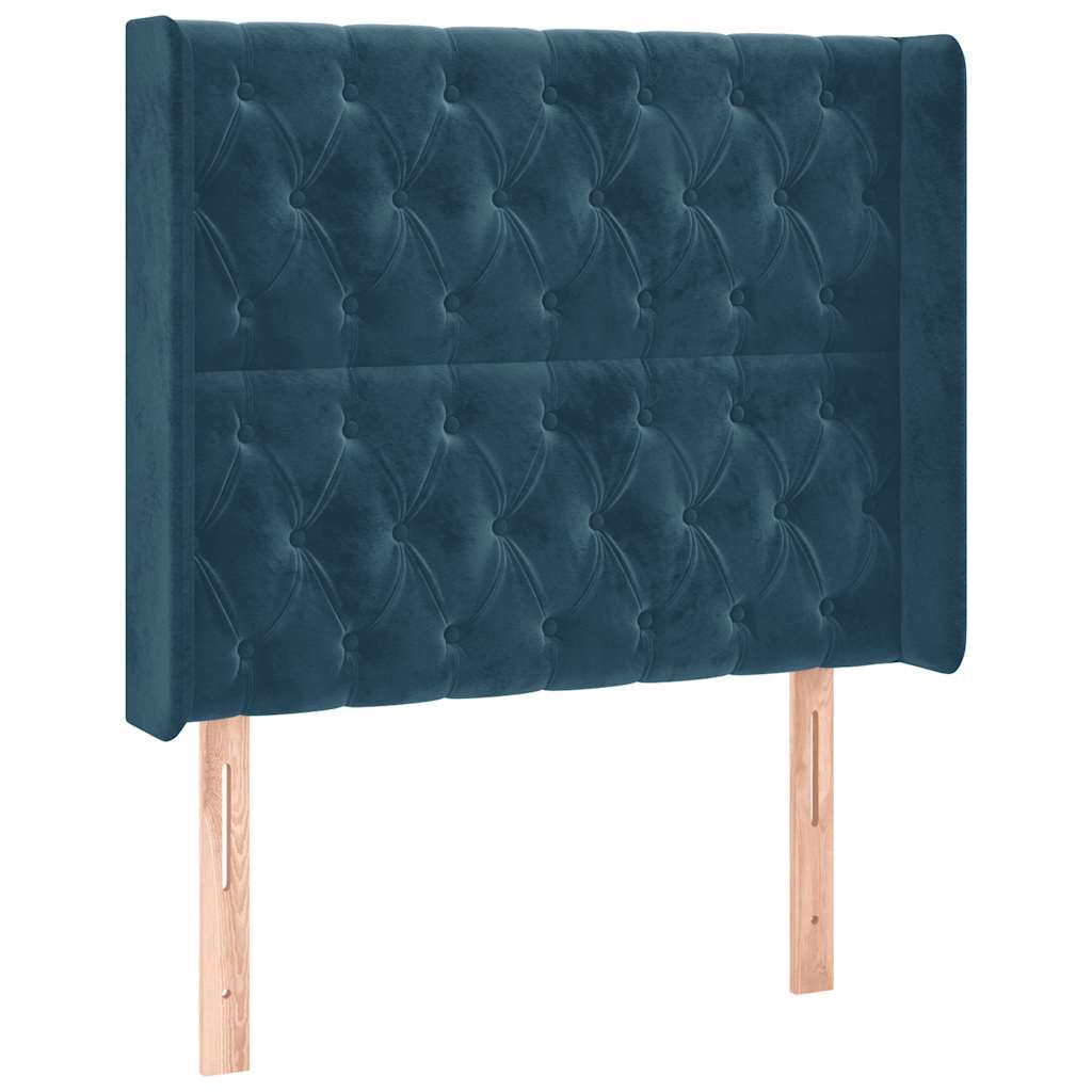 Κρεβάτι Boxspring με Στρώμα & LED Σκ. Μπλε 90x190 εκ. Βελούδινο - Pakobazaar