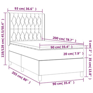 Κρεβάτι Boxspring με Στρώμα & LED Σκ. Πράσινο 90x200 εκ Βελούδο - Pakobazaar