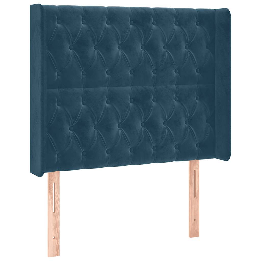 Κρεβάτι Boxspring με Στρώμα & LED Σκ. Μπλε 90x200 εκ. Βελούδινο - Pakobazaar