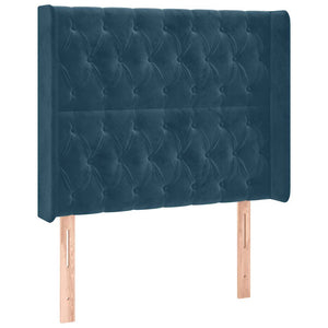 Κρεβάτι Boxspring με Στρώμα & LED Σκ. Μπλε 90x200 εκ. Βελούδινο - Pakobazaar