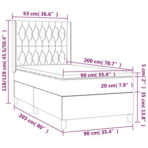 Κρεβάτι Boxspring με Στρώμα & LED Σκ. Μπλε 90x200 εκ. Βελούδινο - Pakobazaar