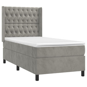 Κρεβάτι Boxspring με Στρώμα & LED Αν.Γκρι 100x200 εκ. Βελούδινο