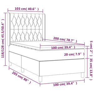 Κρεβάτι Boxspring με Στρώμα & LED Ροζ 100x200 εκ. Βελούδινο
