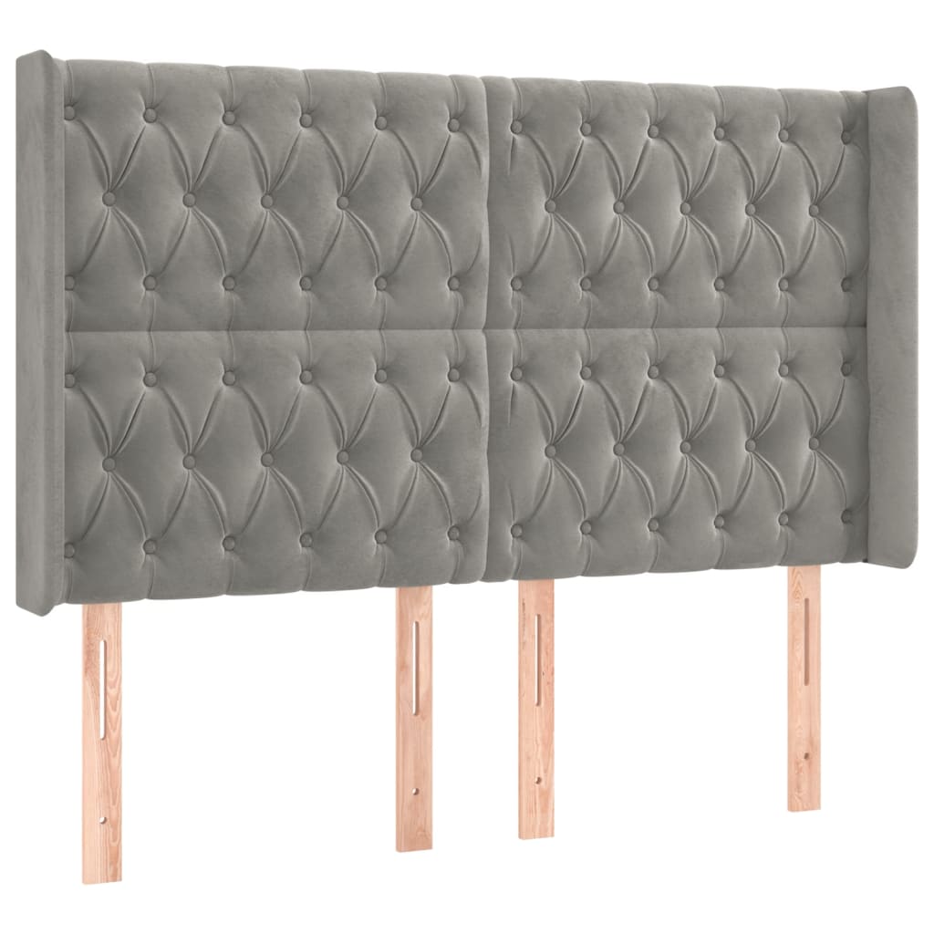 Κρεβάτι Boxspring με Στρώμα & LED Αν.Γκρι 140x200 εκ. Βελούδινο