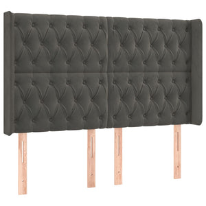 Κρεβάτι Boxspring με Στρώμα & LED Σκ. Γκρι 140x200εκ. Βελούδινο