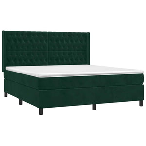 Κρεβάτι Boxspring με Στρώμα & LED Σκ. Πράσινο 160x200εκ Βελούδο - Pakobazaar