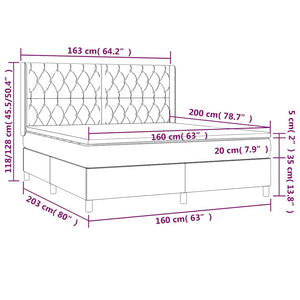 Κρεβάτι Boxspring με Στρώμα & LED Σκ. Πράσινο 160x200εκ Βελούδο - Pakobazaar