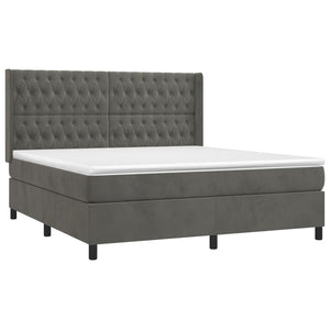 Κρεβάτι Boxspring με Στρώμα & LED Σκ. Γκρι 180x200εκ. Βελούδινο
