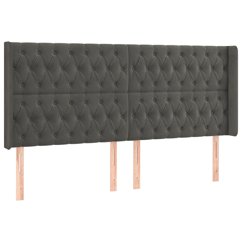 Κρεβάτι Boxspring με Στρώμα & LED Σκ. Γκρι 180x200εκ. Βελούδινο