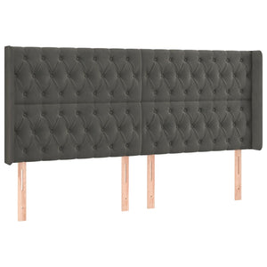Κρεβάτι Boxspring με Στρώμα & LED Σκ. Γκρι 180x200εκ. Βελούδινο