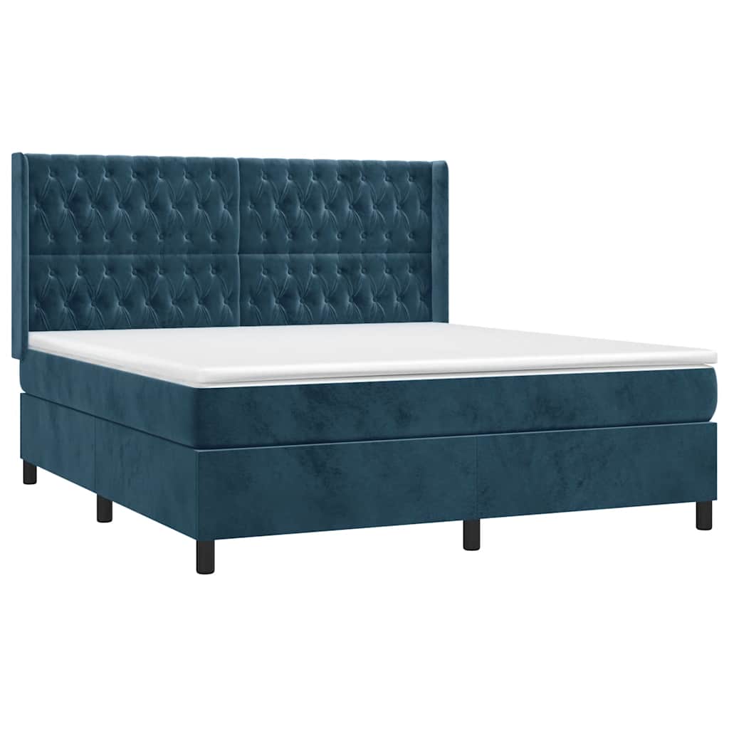 Κρεβάτι Boxspring με Στρώμα & LED Σκ. Μπλε 180x200εκ. Βελούδινο - Pakobazaar