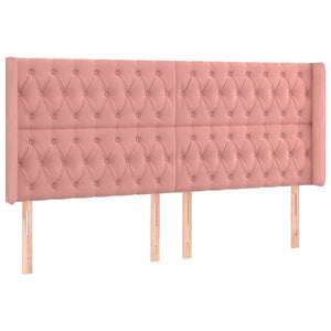 Κρεβάτι Boxspring με Στρώμα & LED Ροζ 180x200 εκ. Βελούδινο