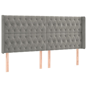 Κρεβάτι Boxspring με Στρώμα & LED Αν.Γκρι 200x200 εκ. Βελούδινο