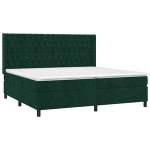 Κρεβάτι Boxspring με Στρώμα & LED Σκ. Πράσινο 200x200εκ Βελούδο - Pakobazaar
