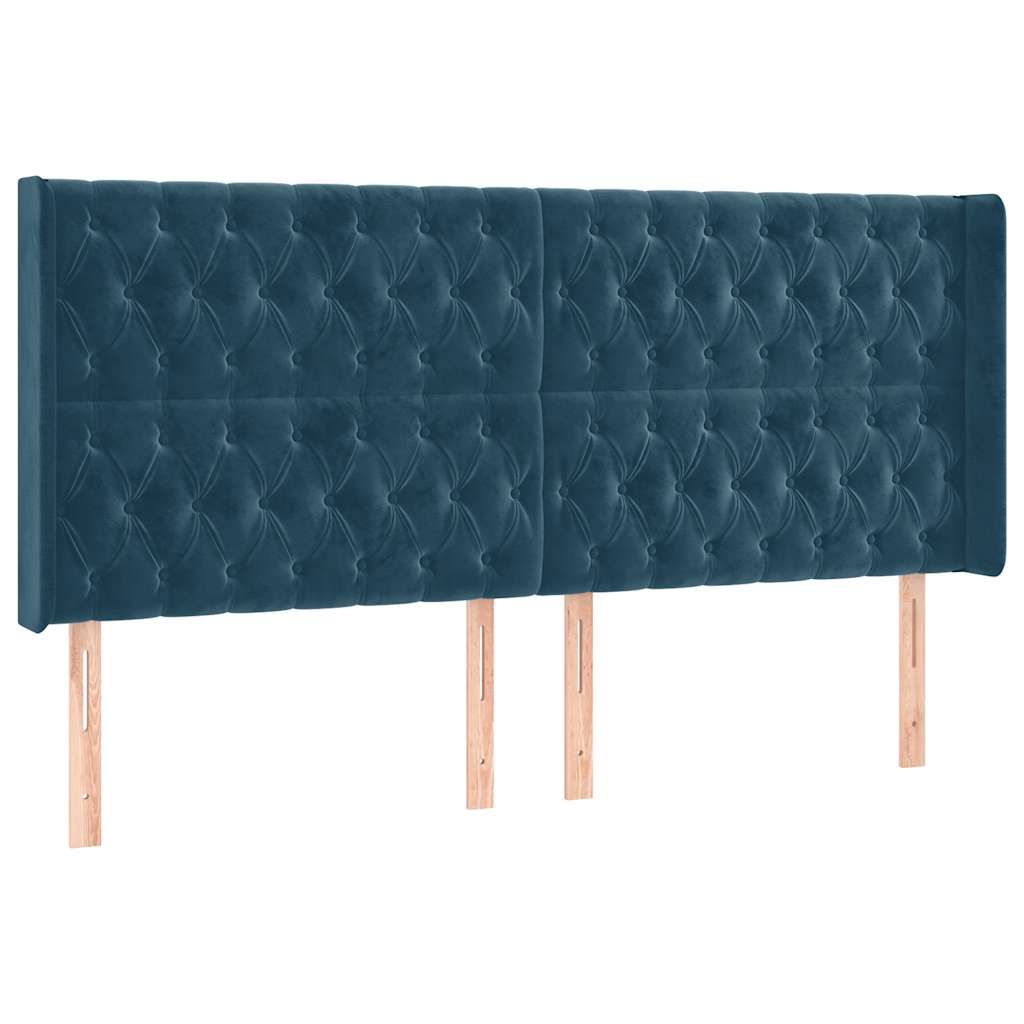 Κρεβάτι Boxspring με Στρώμα & LED Σκ. Μπλε 200x200εκ. Βελούδινο - Pakobazaar