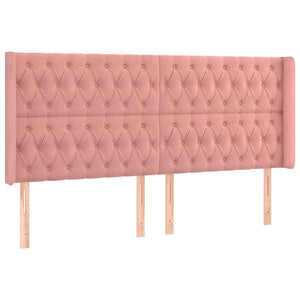 Κρεβάτι Boxspring με Στρώμα & LED Ροζ 200x200 εκ. Βελούδινο