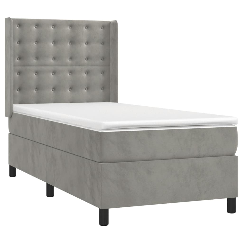 Κρεβάτι Boxspring με Στρώμα & LED Αν.Γκρι 80x200 εκ. Βελούδινο