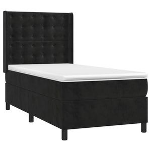 Κρεβάτι Boxspring με Στρώμα & LED Μαύρο 80x200 εκ. Βελούδινο - Pakobazaar
