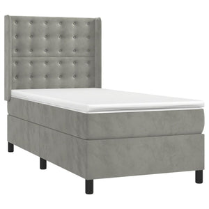 Κρεβάτι Boxspring με Στρώμα & LED Αν.Γκρι 90x190 εκ. Βελούδινο