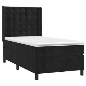 Κρεβάτι Boxspring με Στρώμα & LED Μαύρο 90x190 εκ. Βελούδινο - Pakobazaar