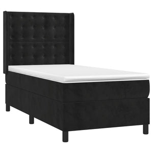 Κρεβάτι Boxspring με Στρώμα & LED Μαύρο 90x200 εκ. Βελούδινο - Pakobazaar