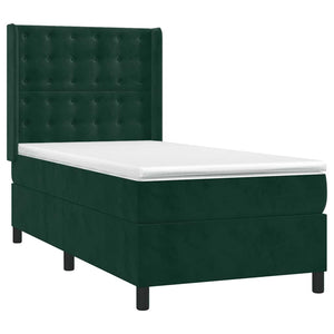 Κρεβάτι Boxspring με Στρώμα & LED Σκ. Πράσινο 90x200 εκ Βελούδο - Pakobazaar