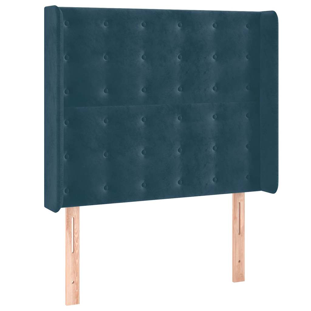 Κρεβάτι Boxspring με Στρώμα & LED Σκ. Μπλε 90x200 εκ. Βελούδινο - Pakobazaar