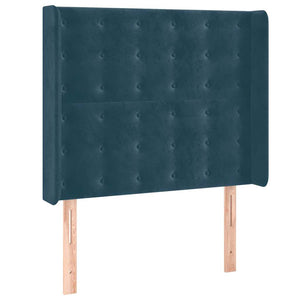 Κρεβάτι Boxspring με Στρώμα & LED Σκ. Μπλε 90x200 εκ. Βελούδινο - Pakobazaar