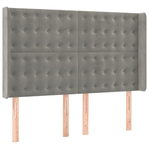 Κρεβάτι Boxspring με Στρώμα&LED Αν. Γκρι 140x190 εκ. Βελούδινο - Pakobazaar