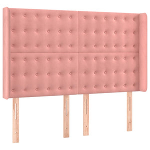 Κρεβάτι Boxspring με Στρώμα & LED Ροζ 140x190 εκ. Βελούδινο