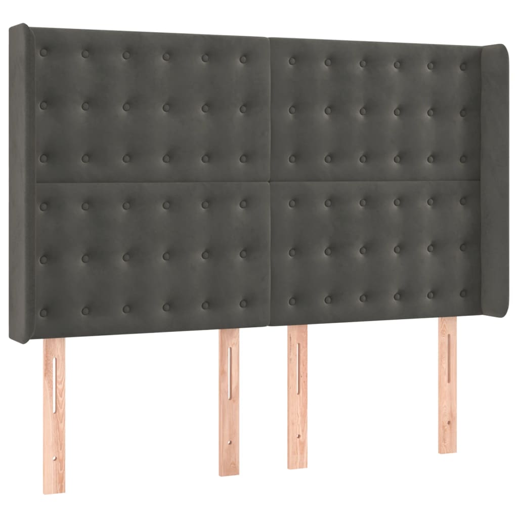 Κρεβάτι Boxspring με Στρώμα & LED Σκ. Γκρι 140x200εκ. Βελούδινο