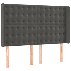 Κρεβάτι Boxspring με Στρώμα & LED Σκ. Γκρι 140x200εκ. Βελούδινο