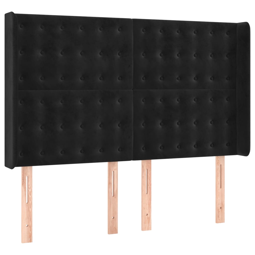 Κρεβάτι Boxspring με Στρώμα & LED Μαύρο 140x200 εκ. Βελούδινο - Pakobazaar