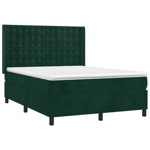 Κρεβάτι Boxspring με Στρώμα & LED Σκ. Πράσινο 140x200εκ Βελούδο - Pakobazaar